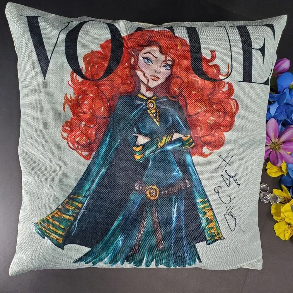 Merida Throw Pillowcase Home Decor Princess Sham Accent Pillow Cushion Cover